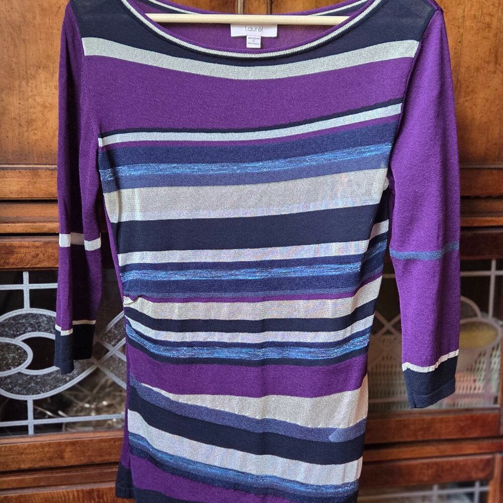 Vibrant Laurel Striped Top Purple and Blue